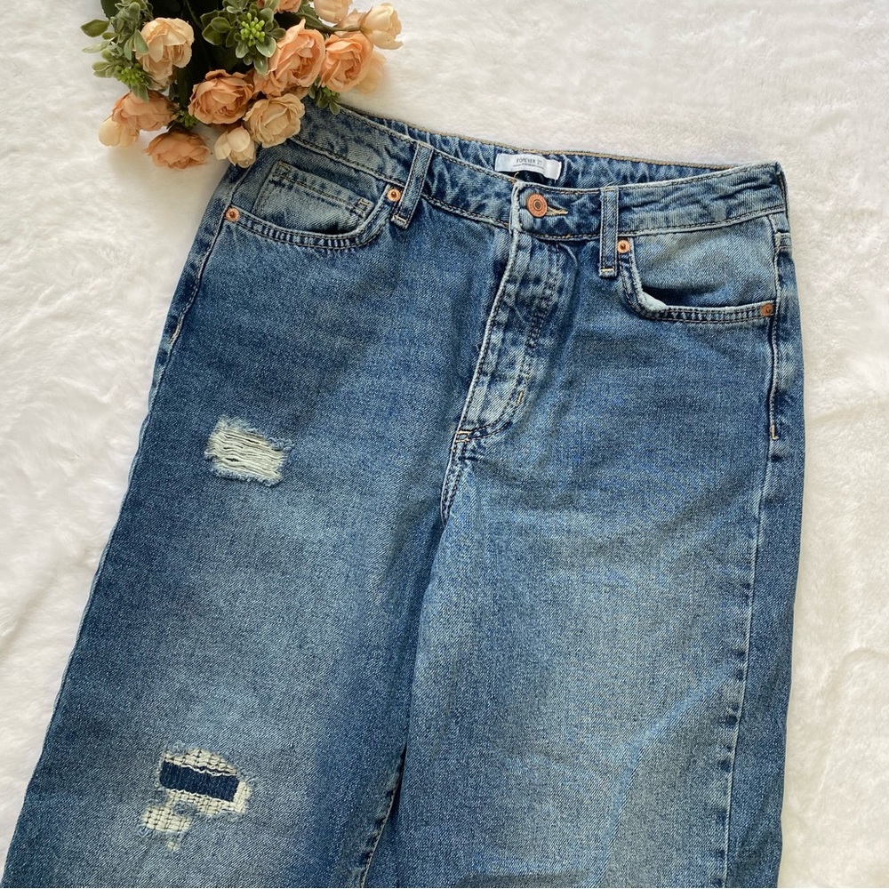 Forever 21 Distressed Patchwork Mom Jeans High Rise NWOT